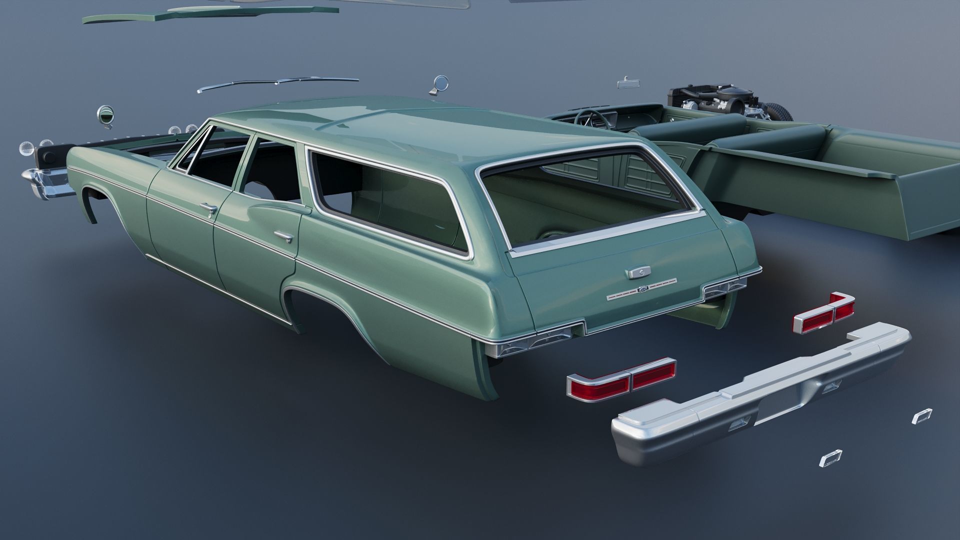 Chevrolet Impala Wagon 1966 3D print model_20