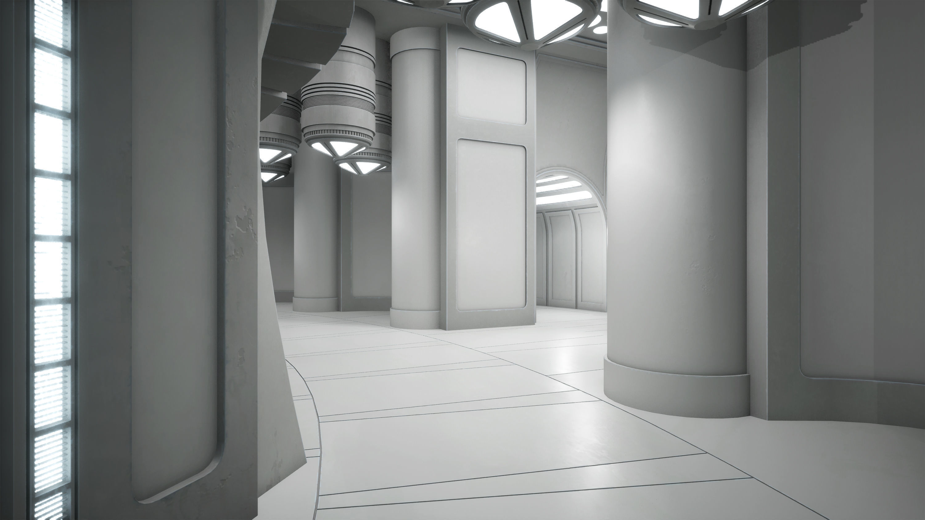 CloudCity Upper Corridors Asset Packs Low-poly 3D model_6
