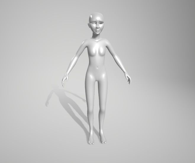 Base corporal femenina animada Low-poly 3D model_6