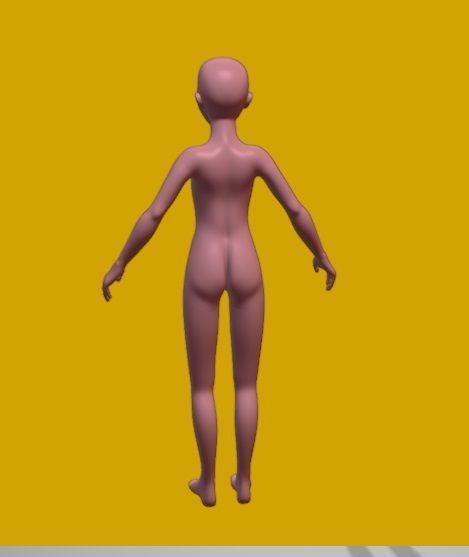 Base corporal femenina animada Low-poly 3D model_2