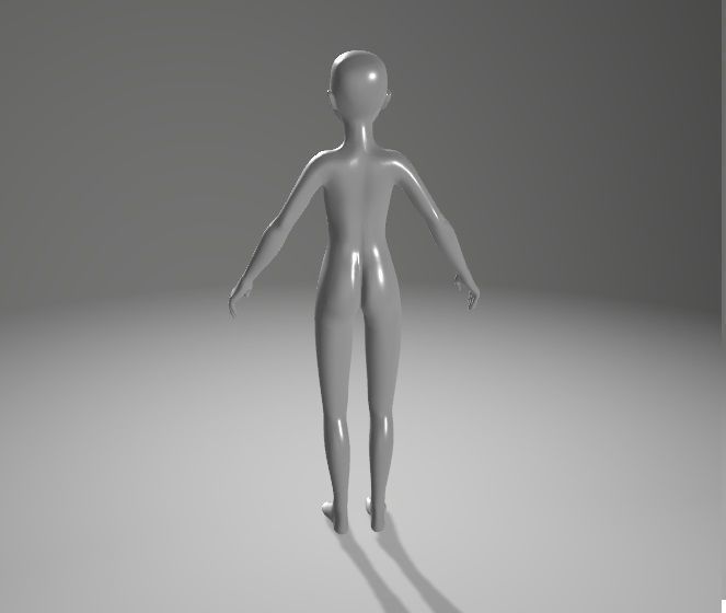 Base corporal femenina animada Low-poly 3D model_4