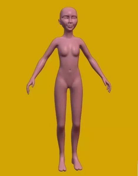 Base corporal femenina animada Low-poly 3D model_0