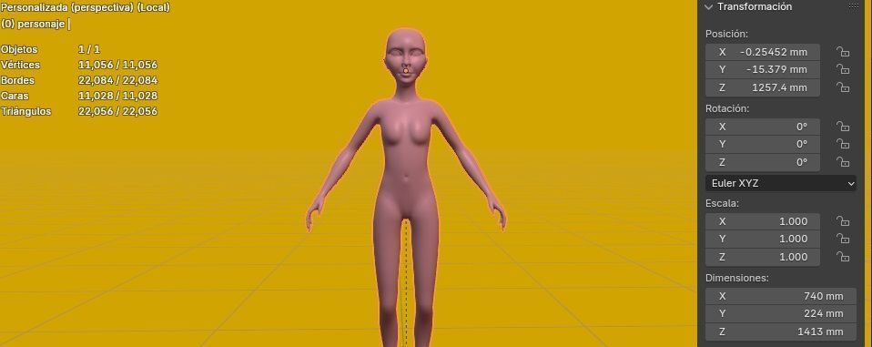 Base corporal femenina animada Low-poly 3D model_1