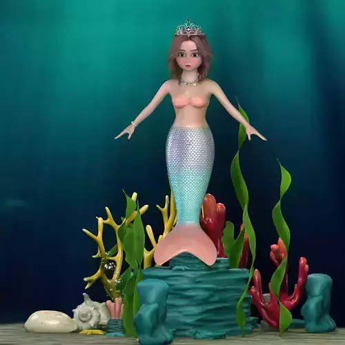 mermaid Character Low-poly 3D model