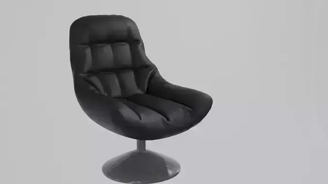 Modern Black and Brown Leather Lounge Chair with Metallic Base