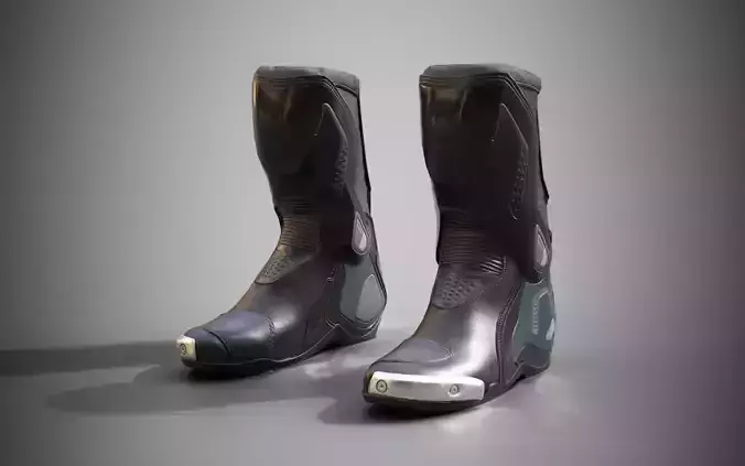 Motorcycle racing boots black Low-poly 3D model