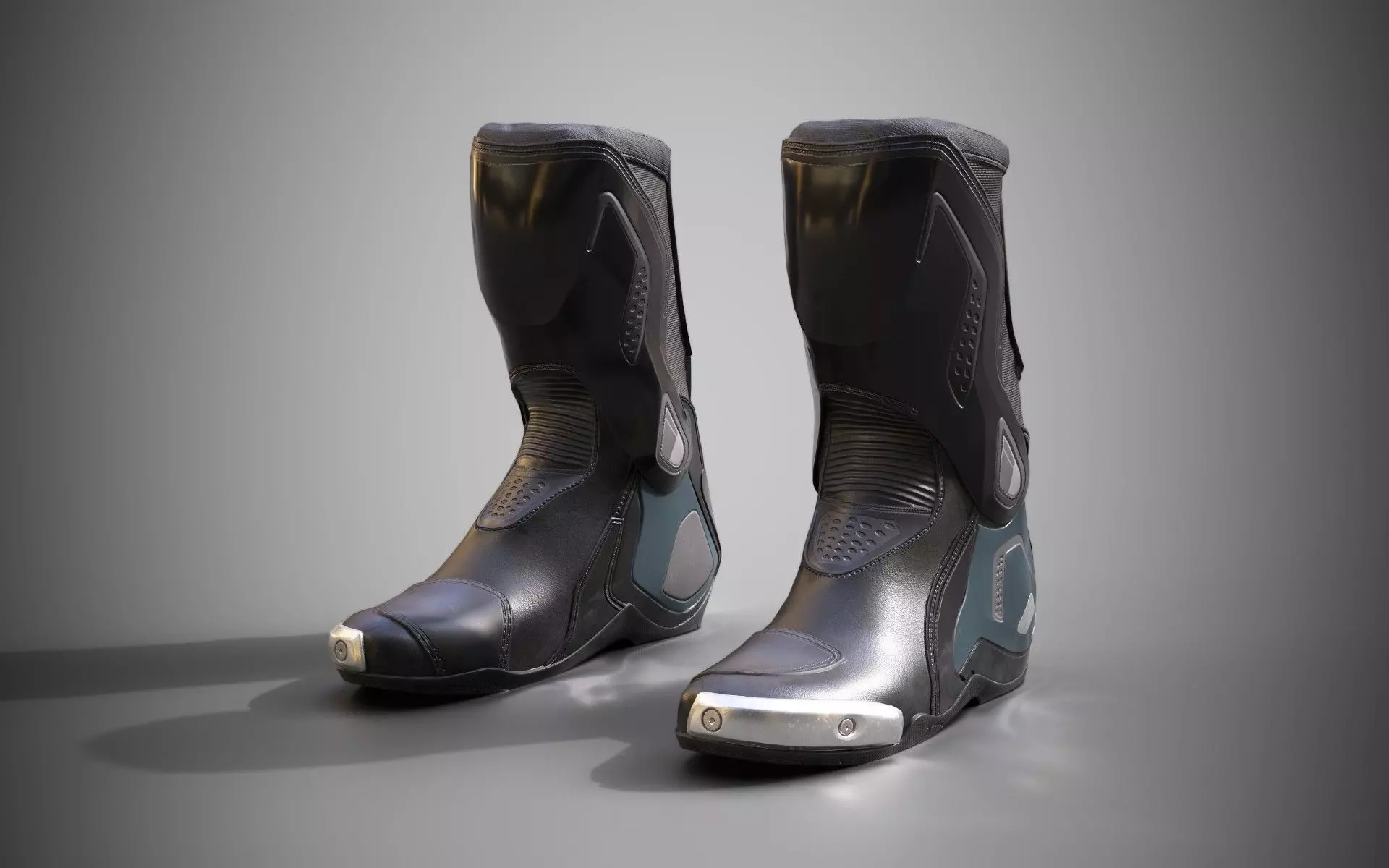 Motorcycle racing boots black Low-poly 3D model