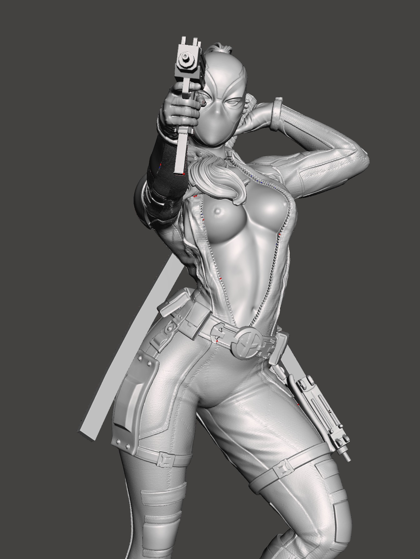 Lady Red 3D Model stl 3d print ready 3D print model_2