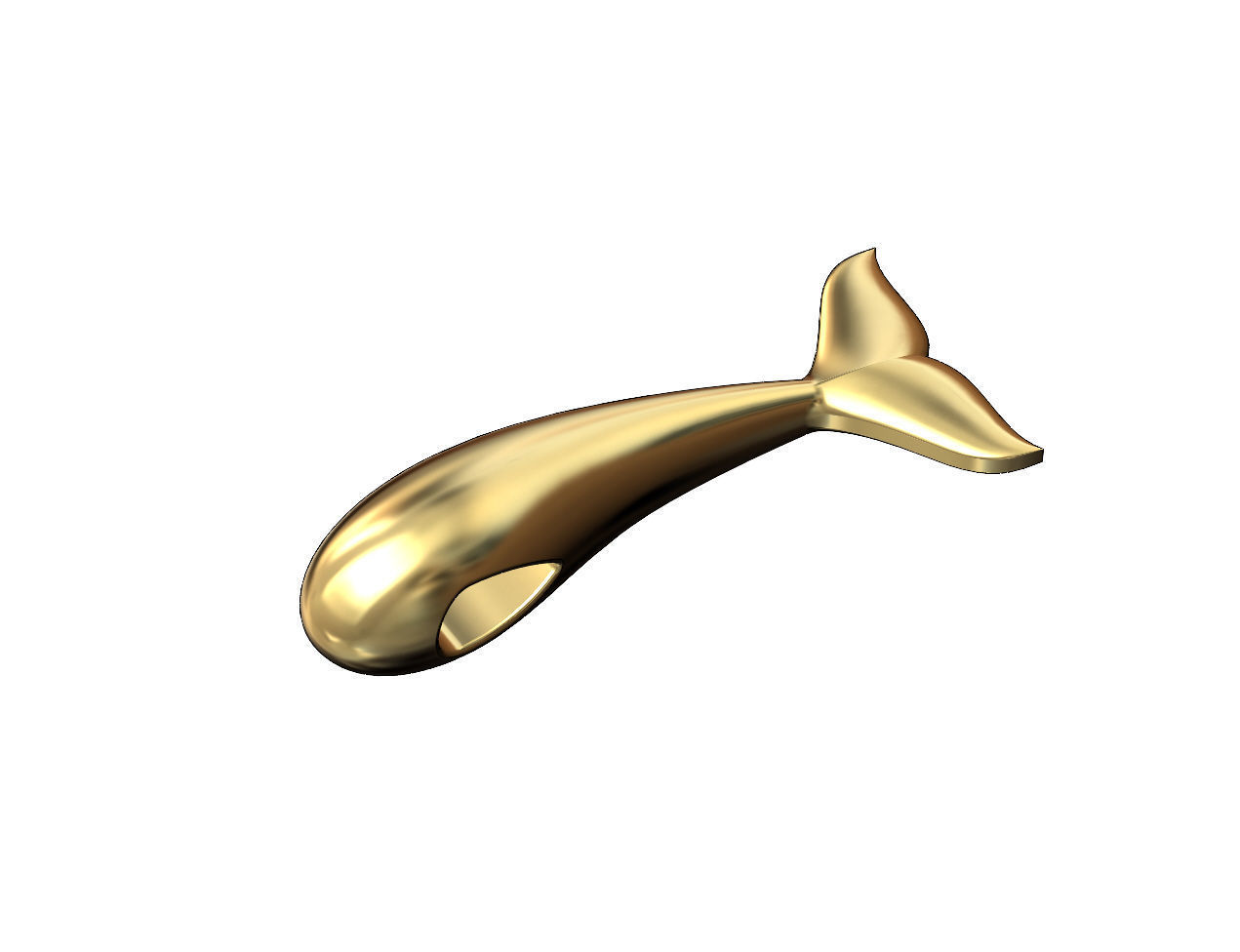 Fish whale tail pendant charm slider 3D print model_2