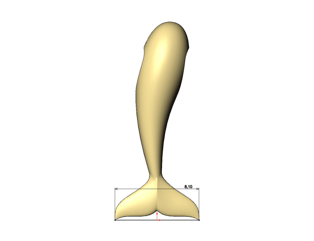 Fish whale tail pendant charm slider 3D print model_7