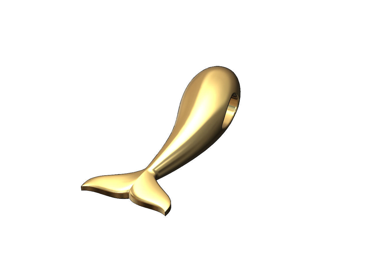 Fish whale tail pendant charm slider 3D print model_4