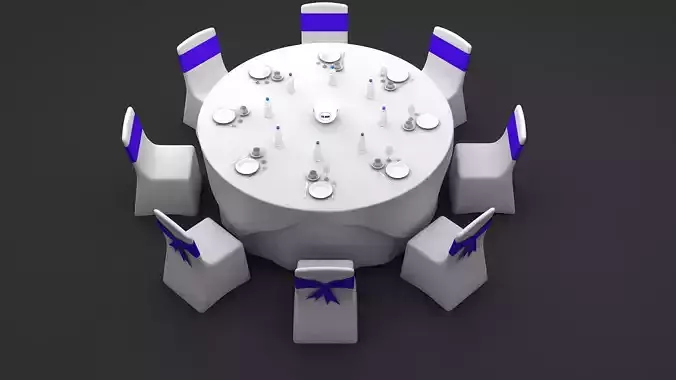 Round Dining Served Table  3D model