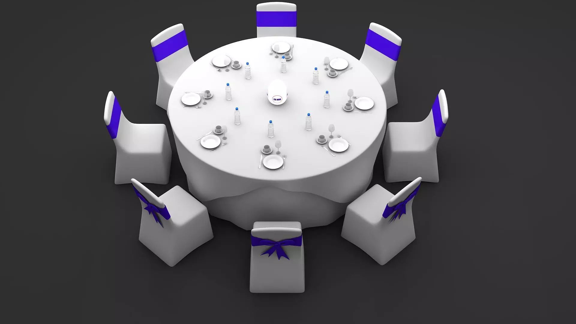 Round Dining Served Table  3D model_0