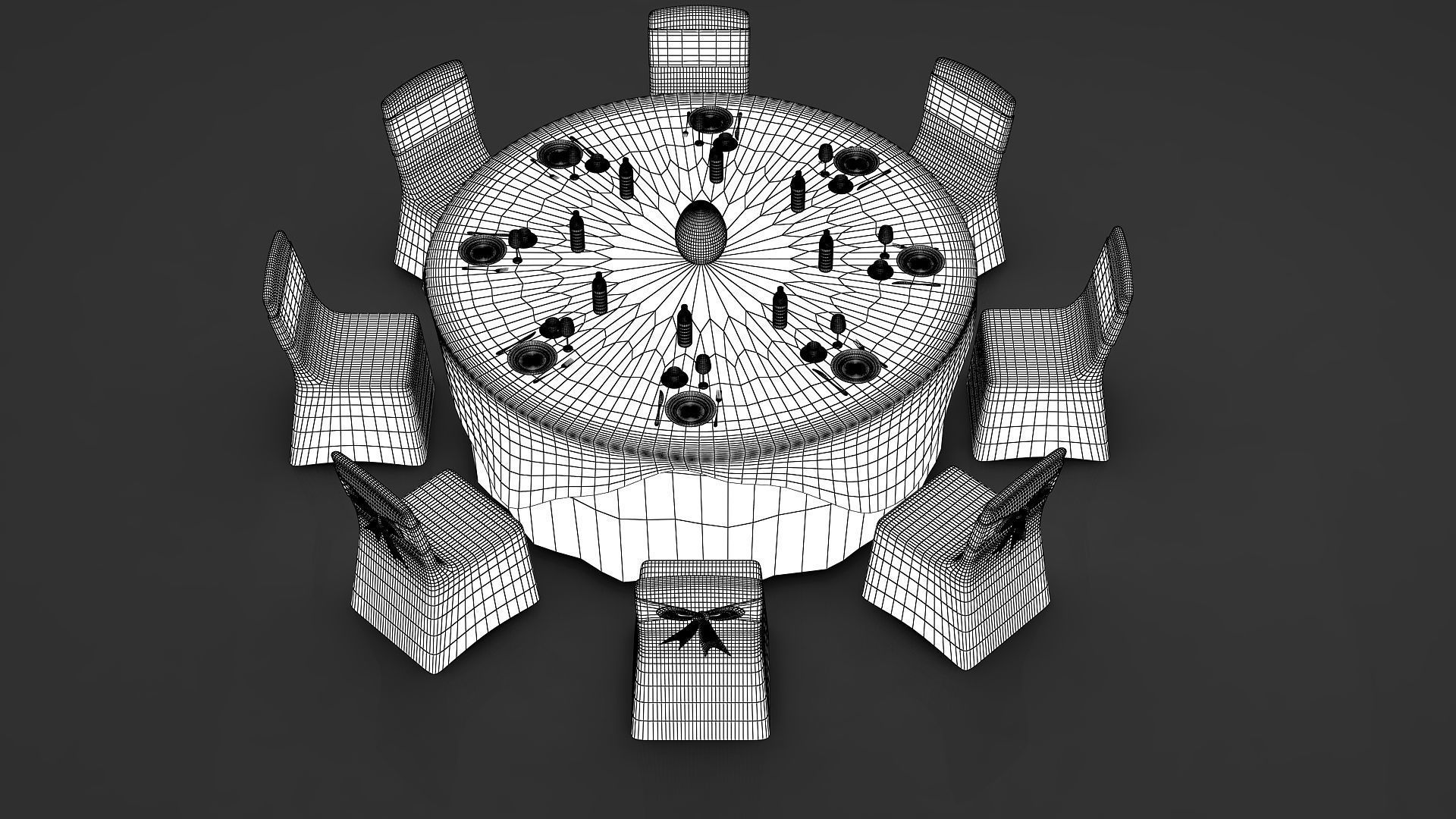 Round Dining Served Table  3D model_5
