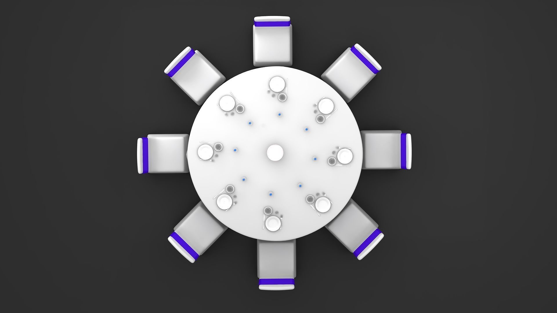 Round Dining Served Table  3D model_3