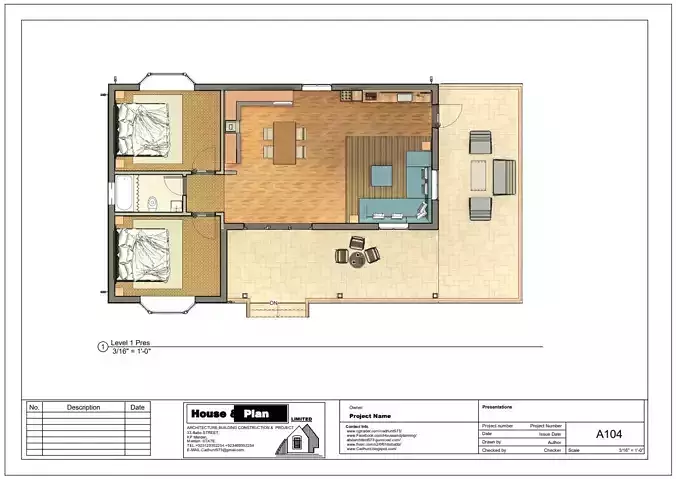 Two bedrooms small House model 