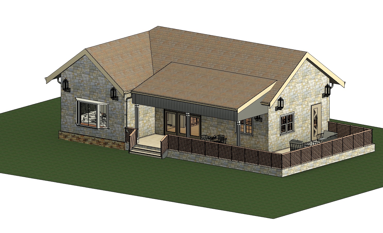 Two bedrooms small House model  3D model_1