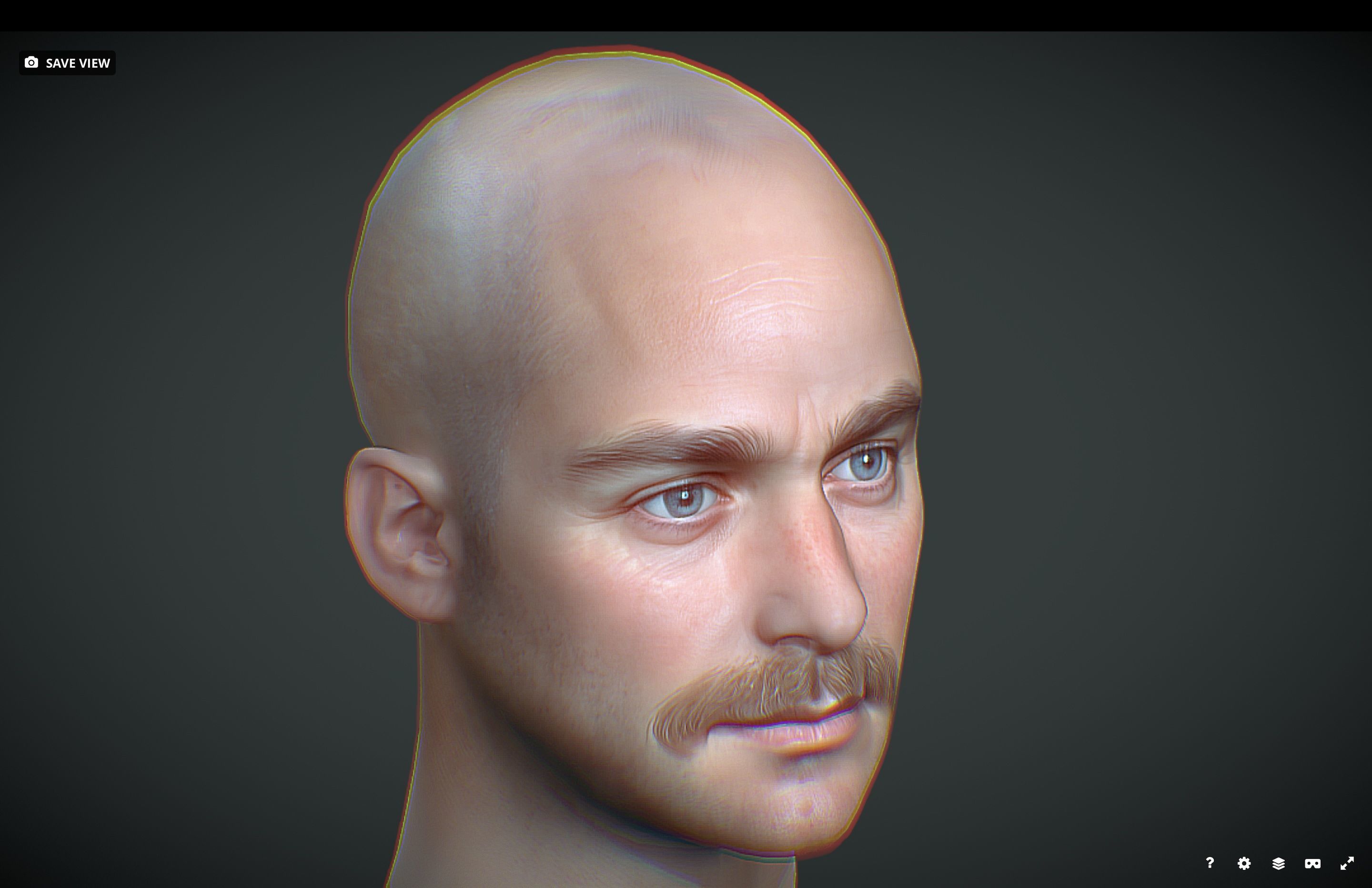 Male head Realistic Perfect Head Low-poly Low-poly 3D model_4