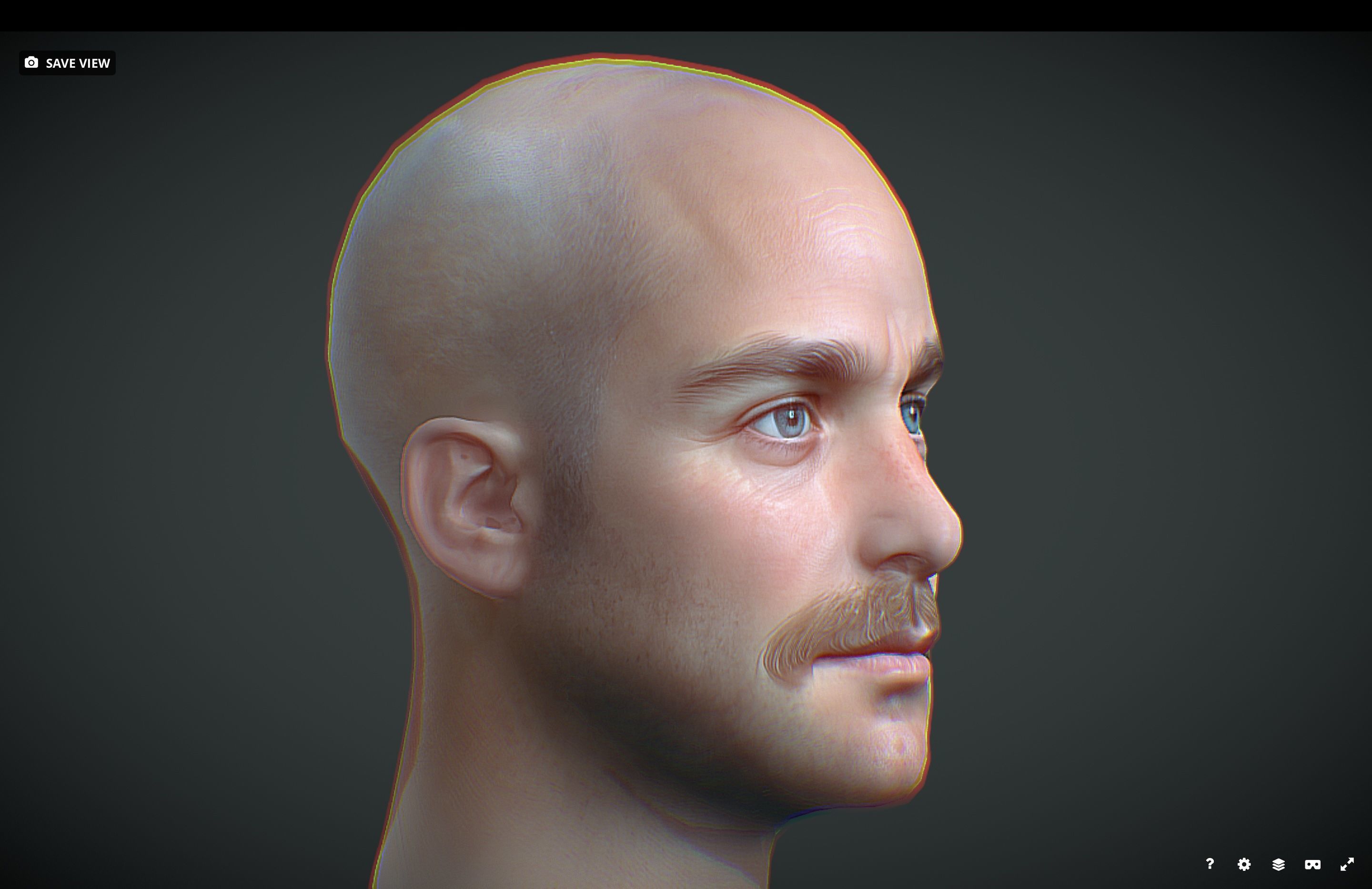 Male head Realistic Perfect Head Low-poly Low-poly 3D model_5