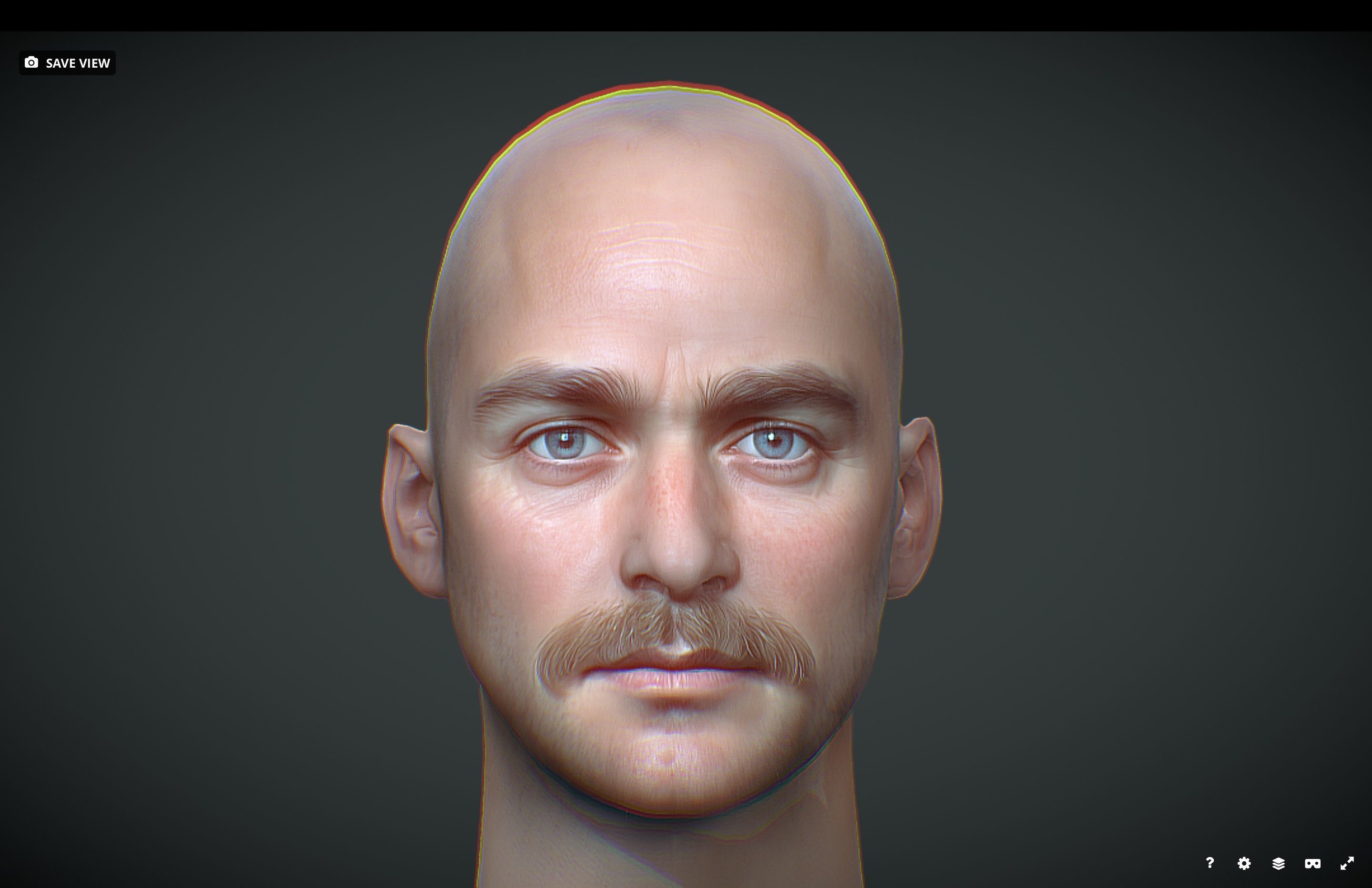 Male head Realistic Perfect Head Low-poly Low-poly 3D model_1