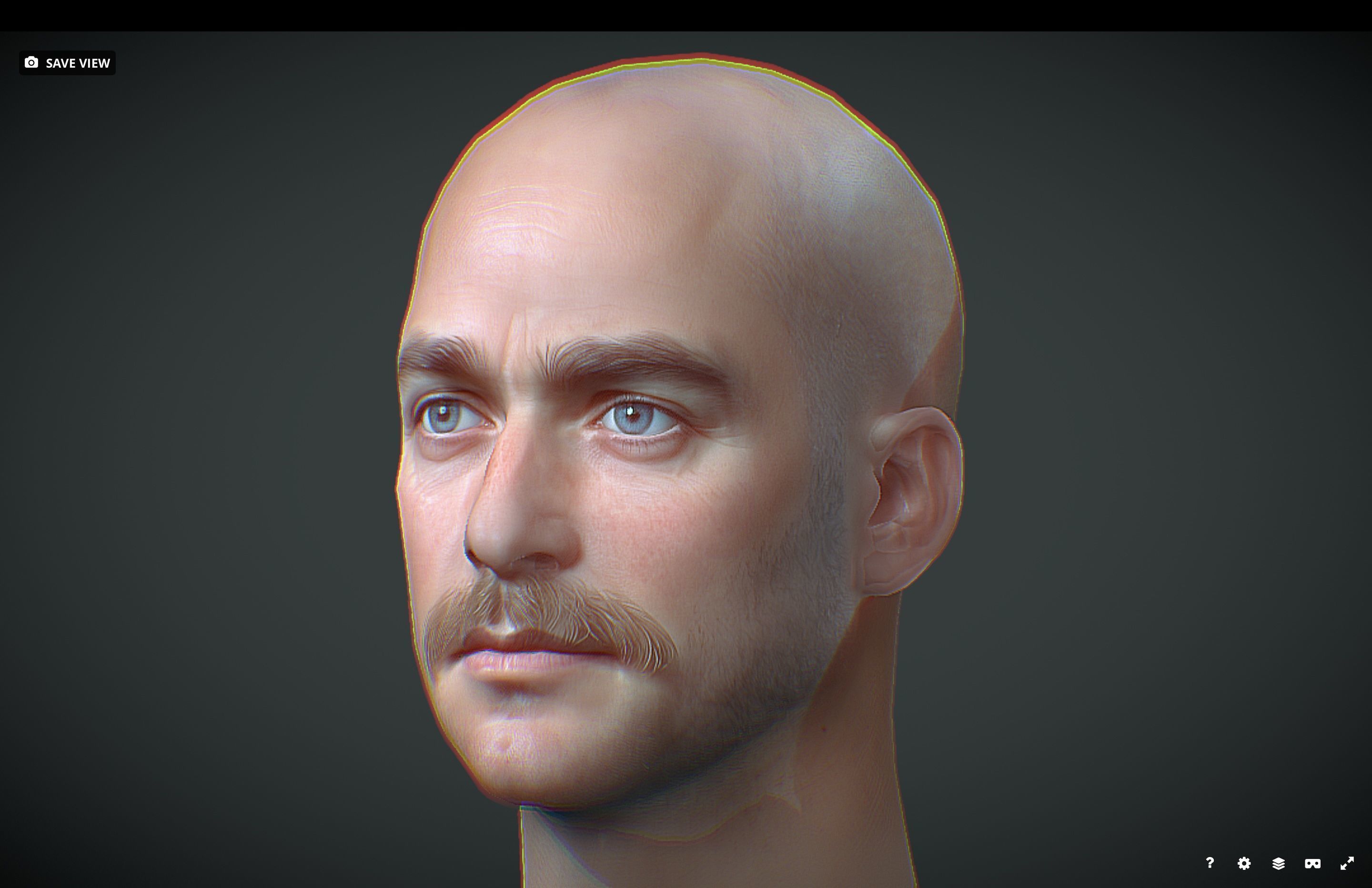 Male head Realistic Perfect Head Low-poly Low-poly 3D model_3