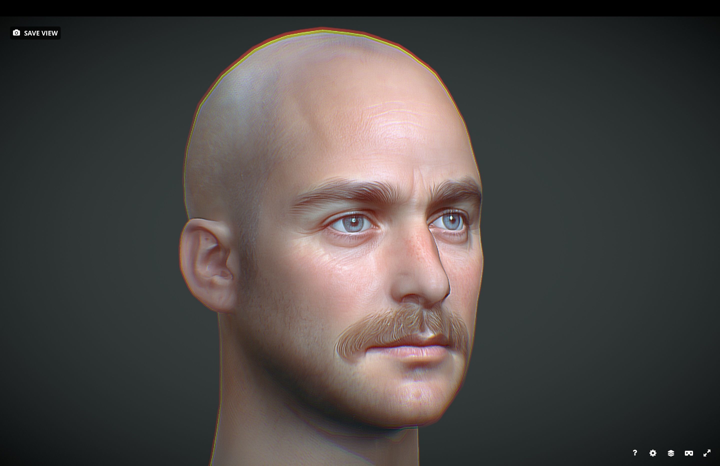Male head Realistic Perfect Head Low-poly Low-poly 3D model_2