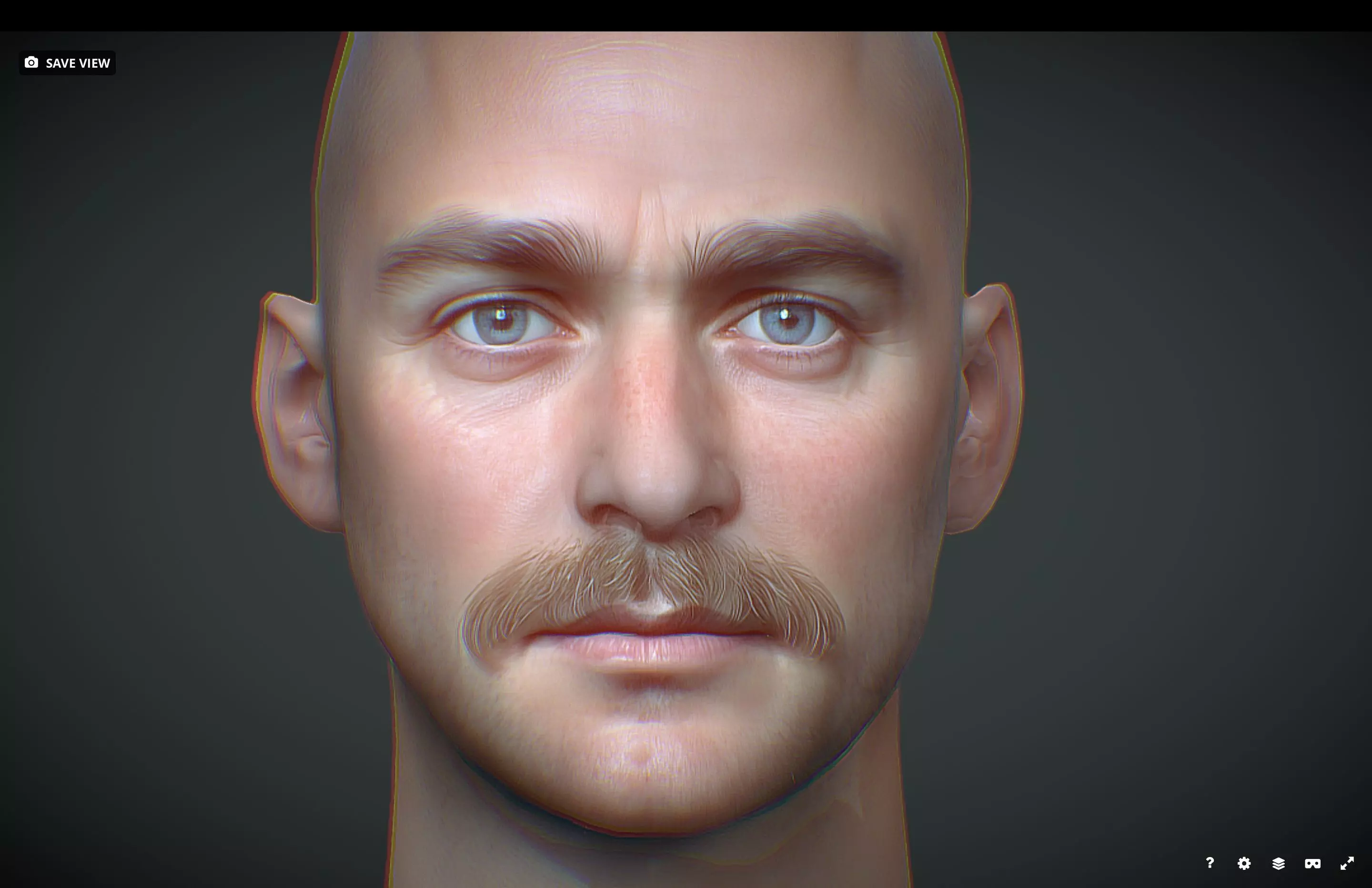 Male head Realistic Perfect Head Low-poly Low-poly 3D model_0