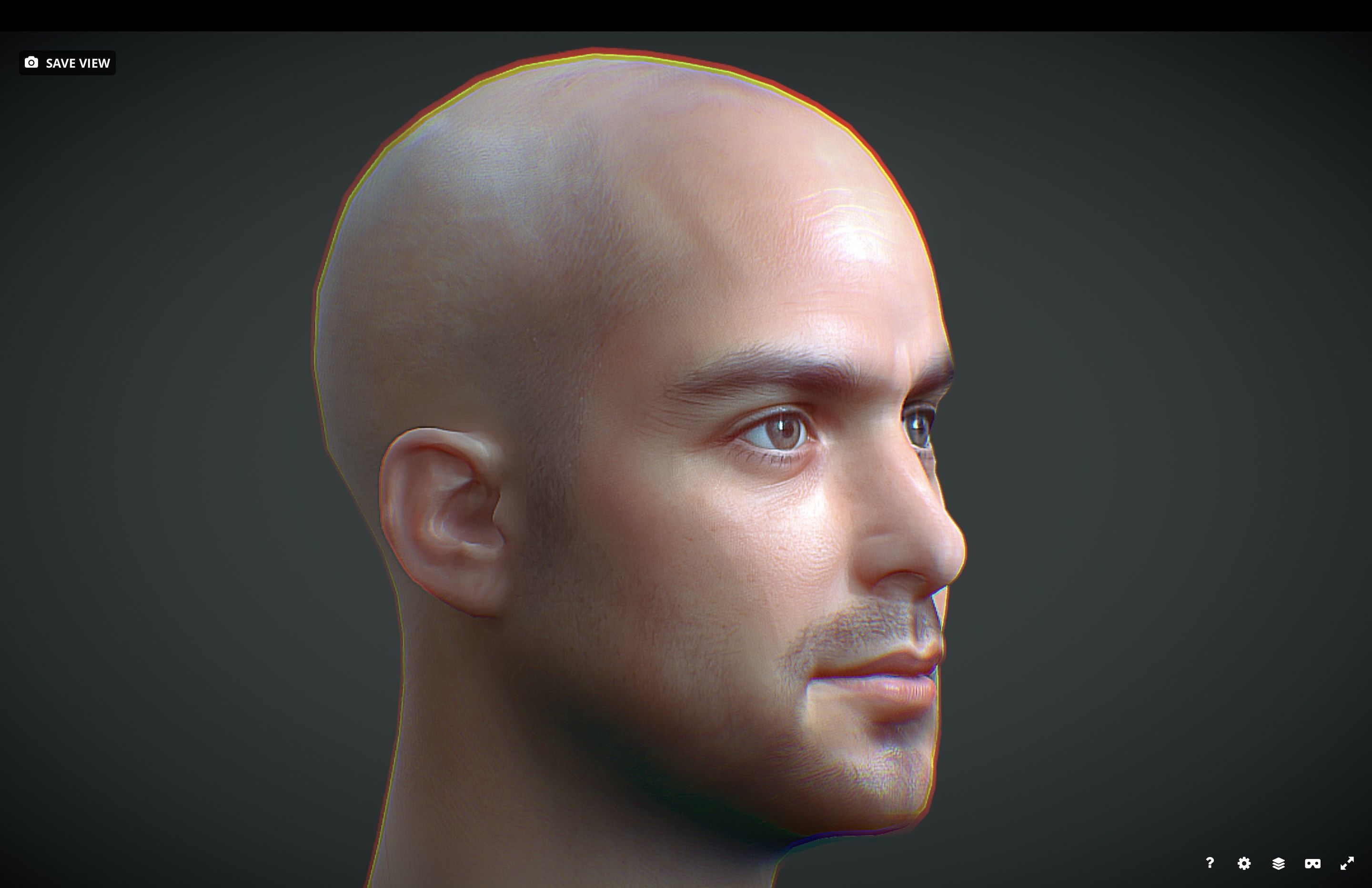 Male head Realistic Perfect Head Low-poly 3D model_4