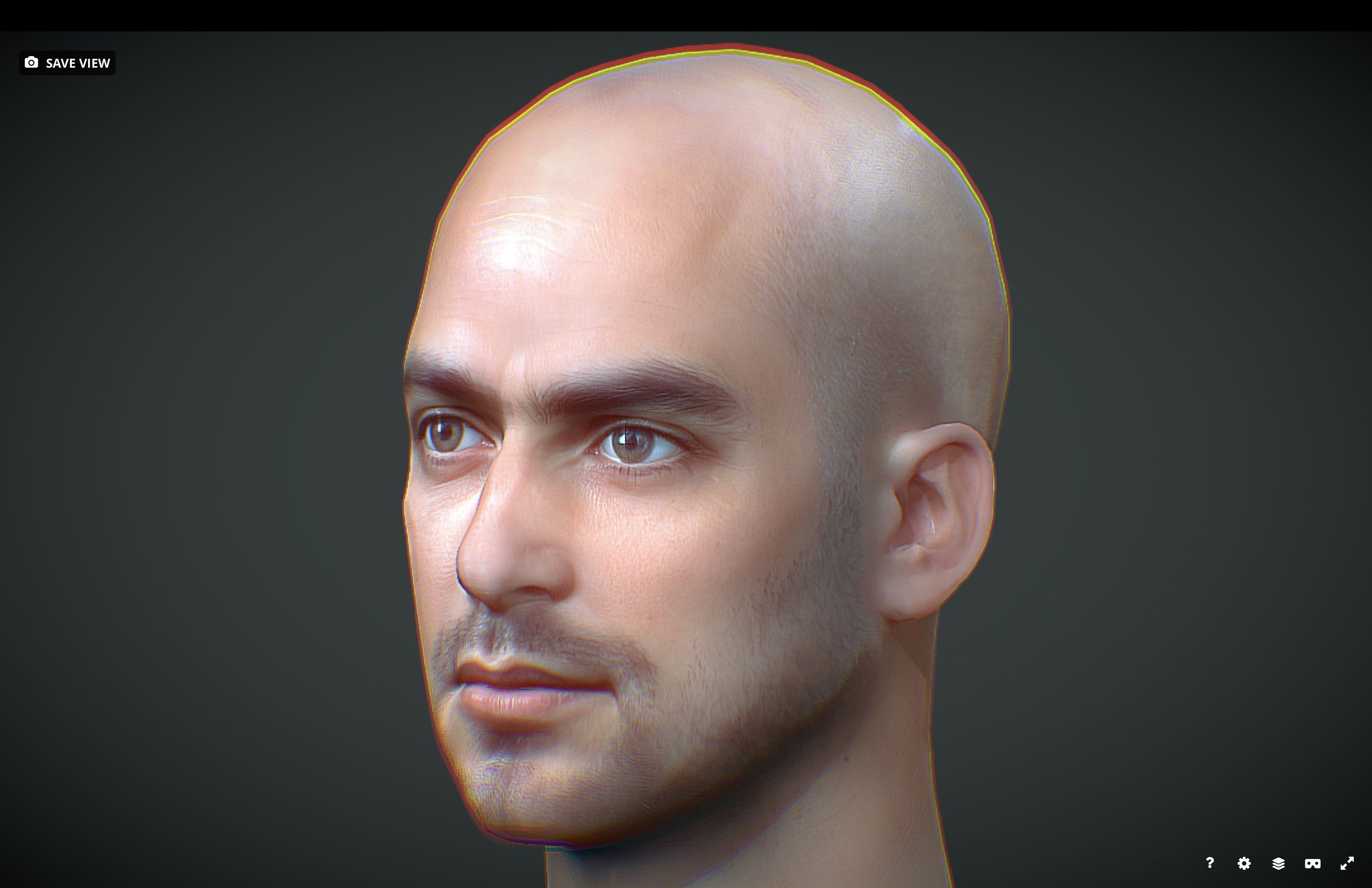 Male head Realistic Perfect Head Low-poly 3D model_3