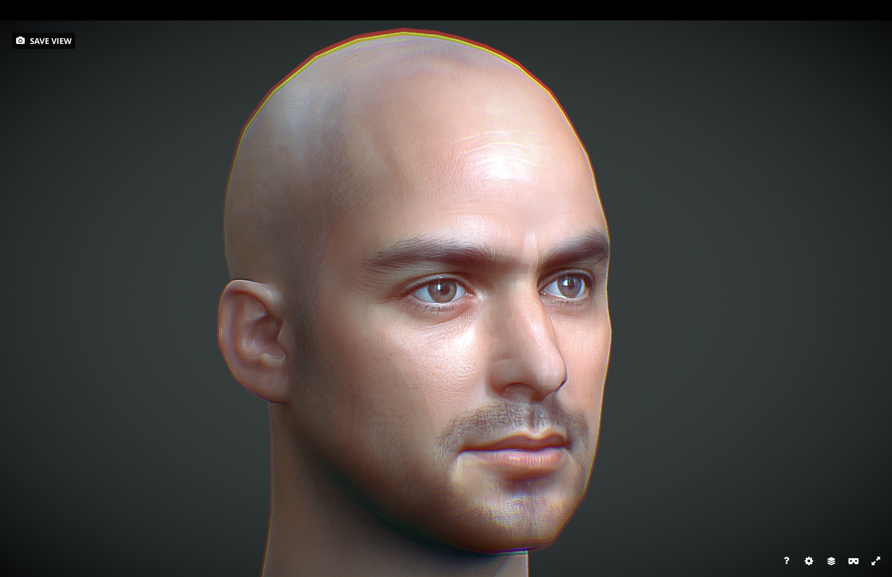 Male head Realistic Perfect Head Low-poly 3D model_2