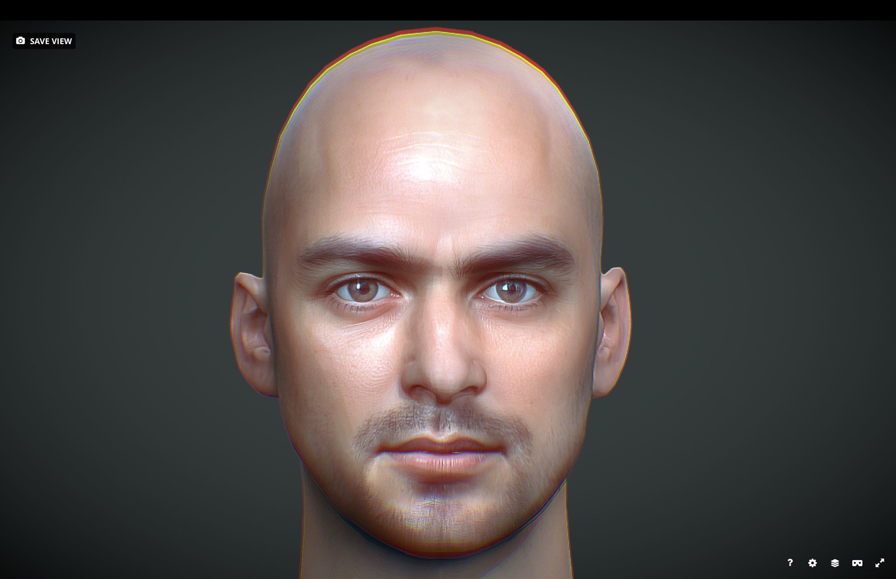 Male head Realistic Perfect Head Low-poly 3D model_1