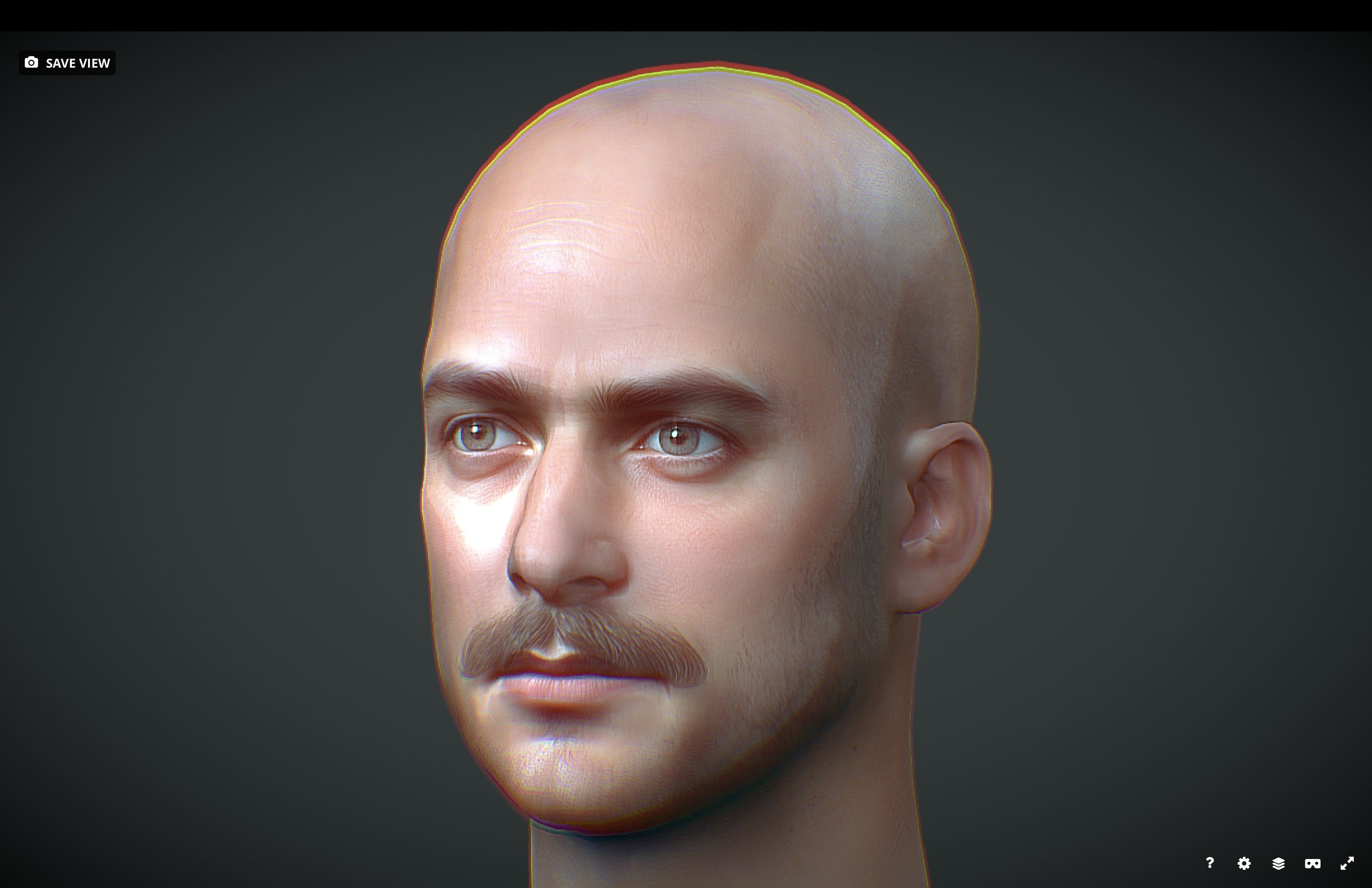 Male head Realistic Perfect Head Low-poly 3D model_3