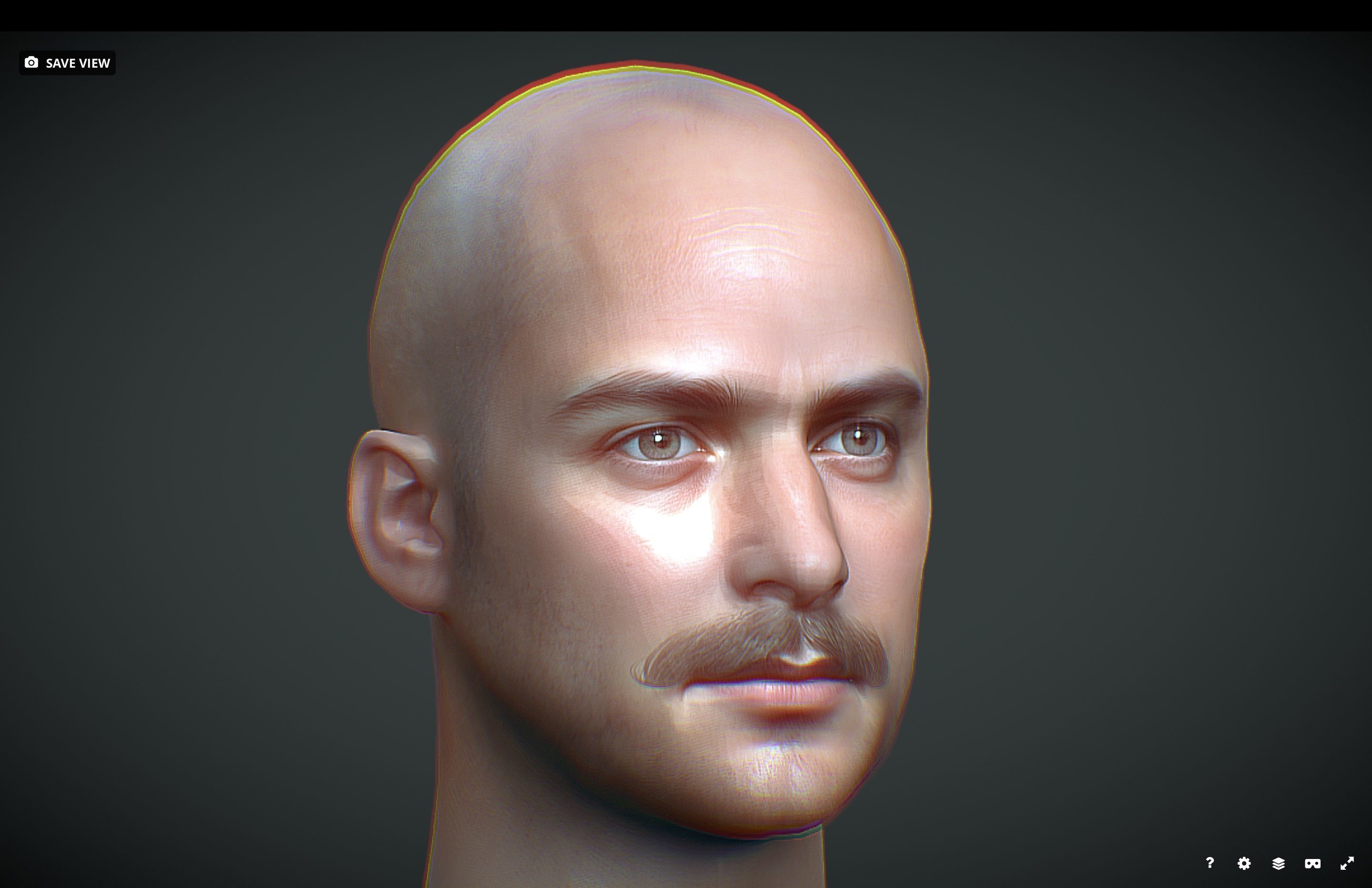 Male head Realistic Perfect Head Low-poly 3D model_2