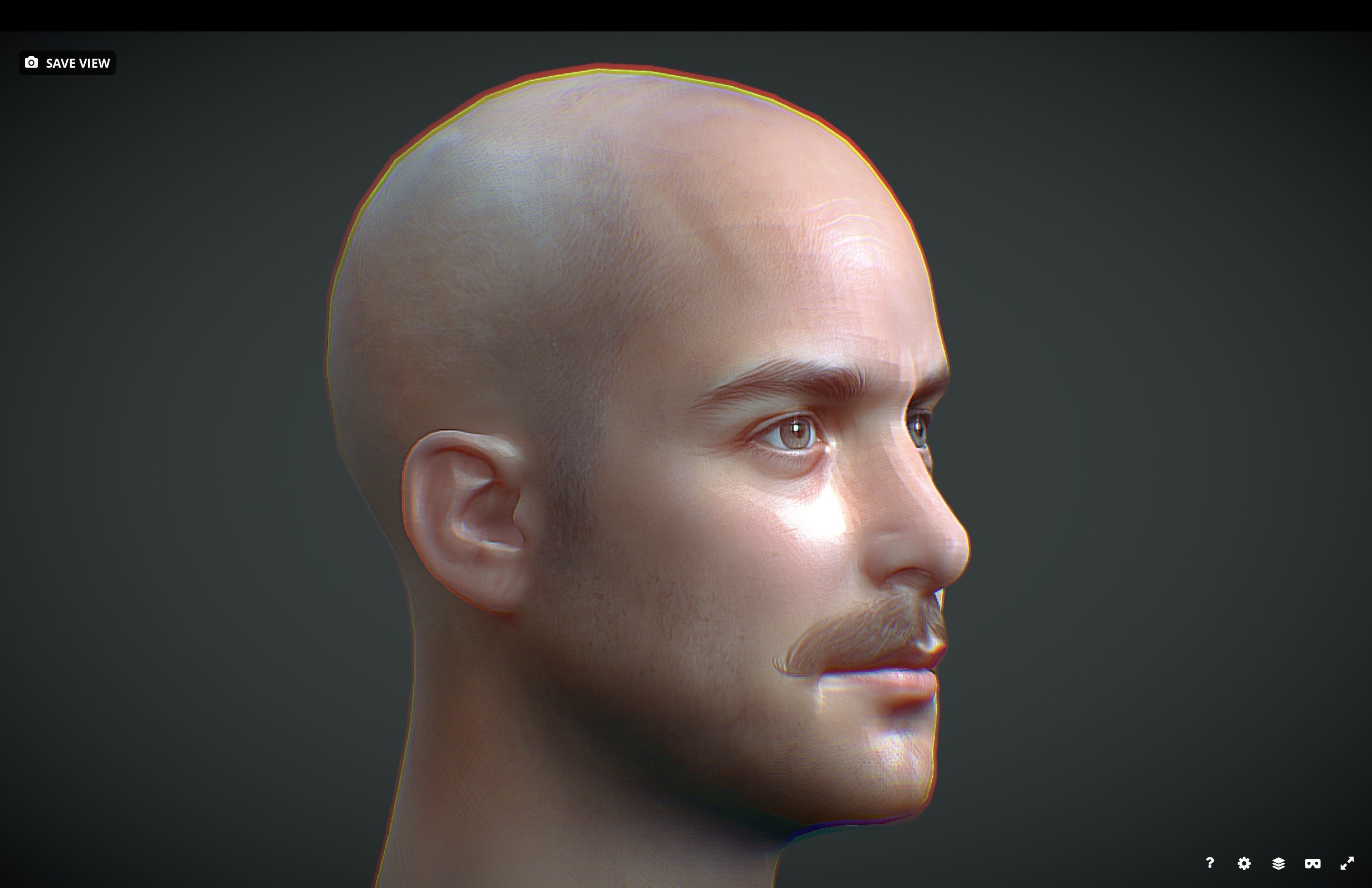 Male head Realistic Perfect Head Low-poly 3D model_4