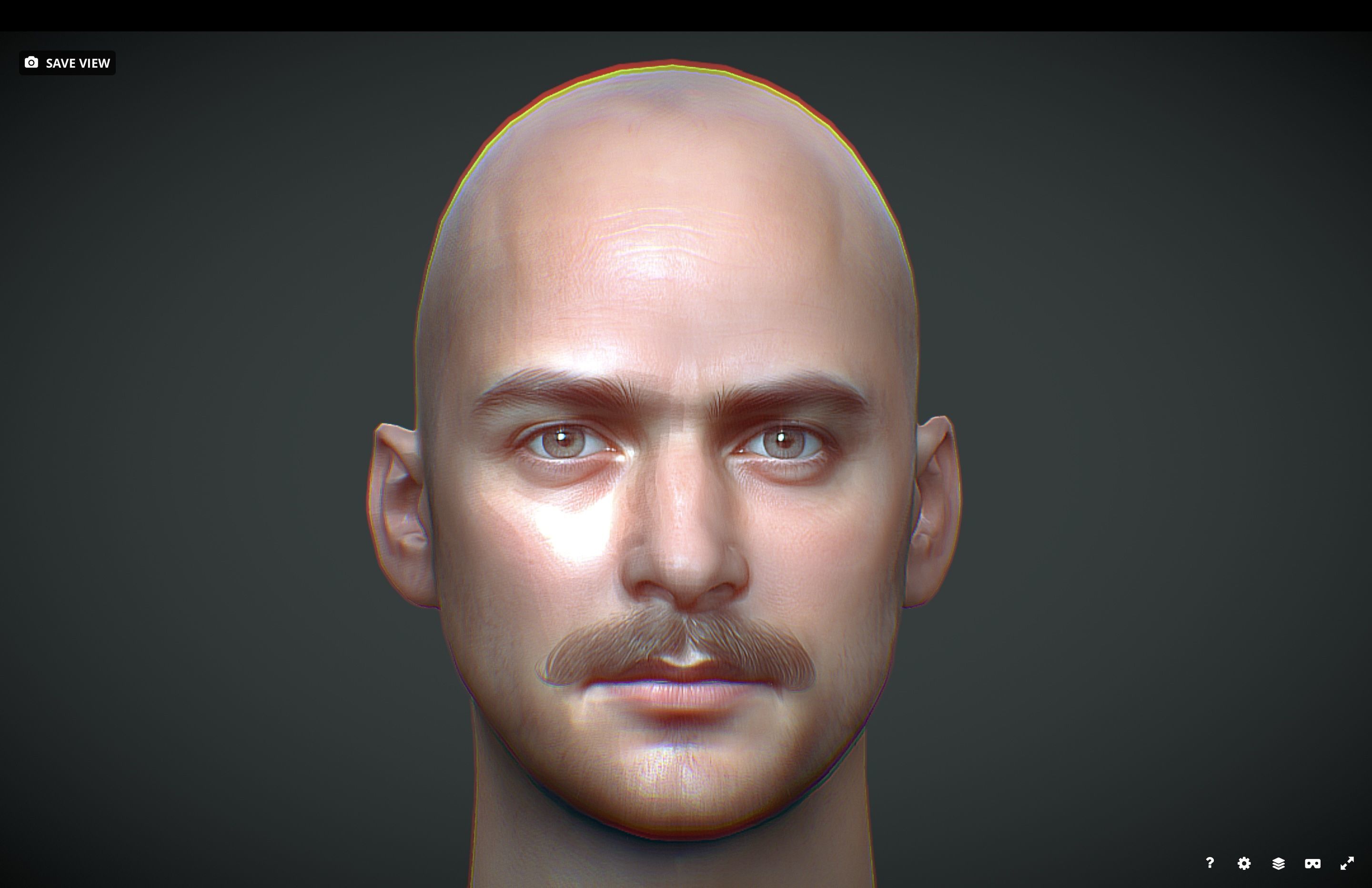 Male head Realistic Perfect Head Low-poly 3D model_1