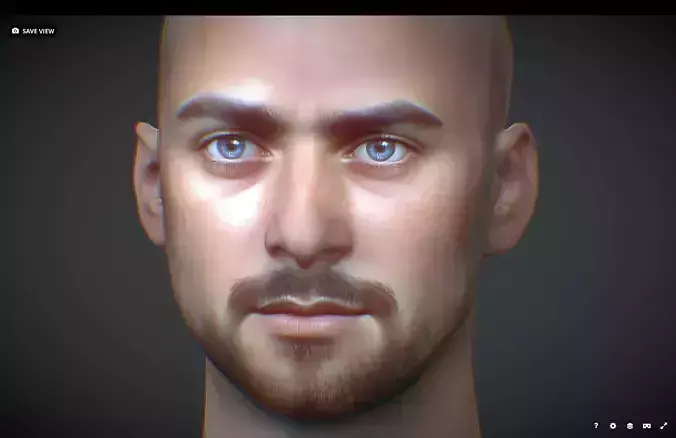 Male head Realistic Perfect Head Low-poly 