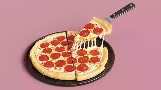 Pizza Pepperoni Slice 001 3D model