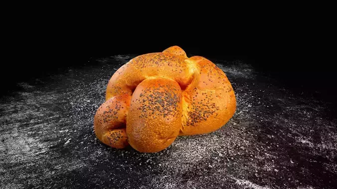 Bun With Poppy Seeds  Low-poly 3D model