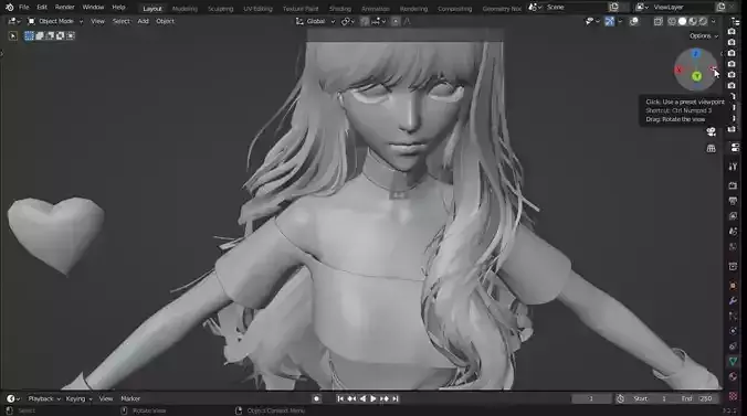 Stylized Anime Female Hot 3d Character Cute Asset Customization Low-poly 3D model