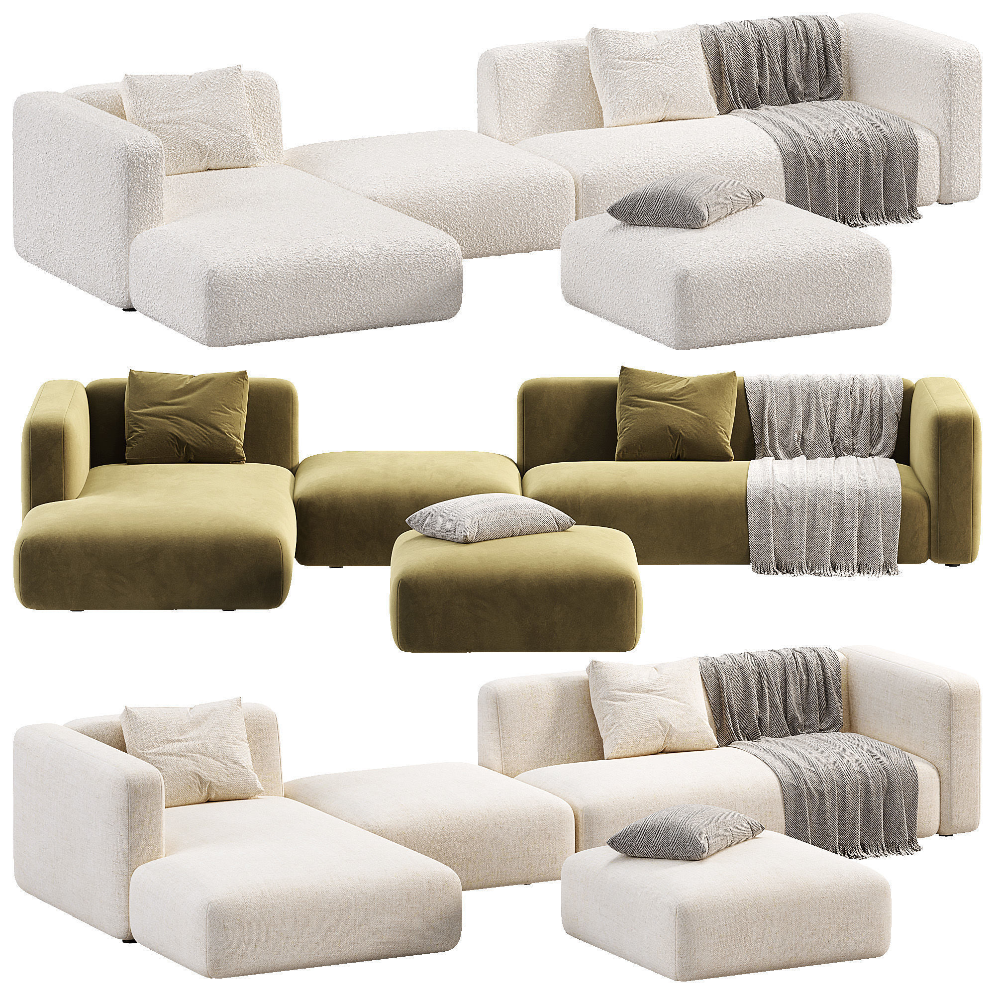 Match Sofa Low-poly 3D model_3