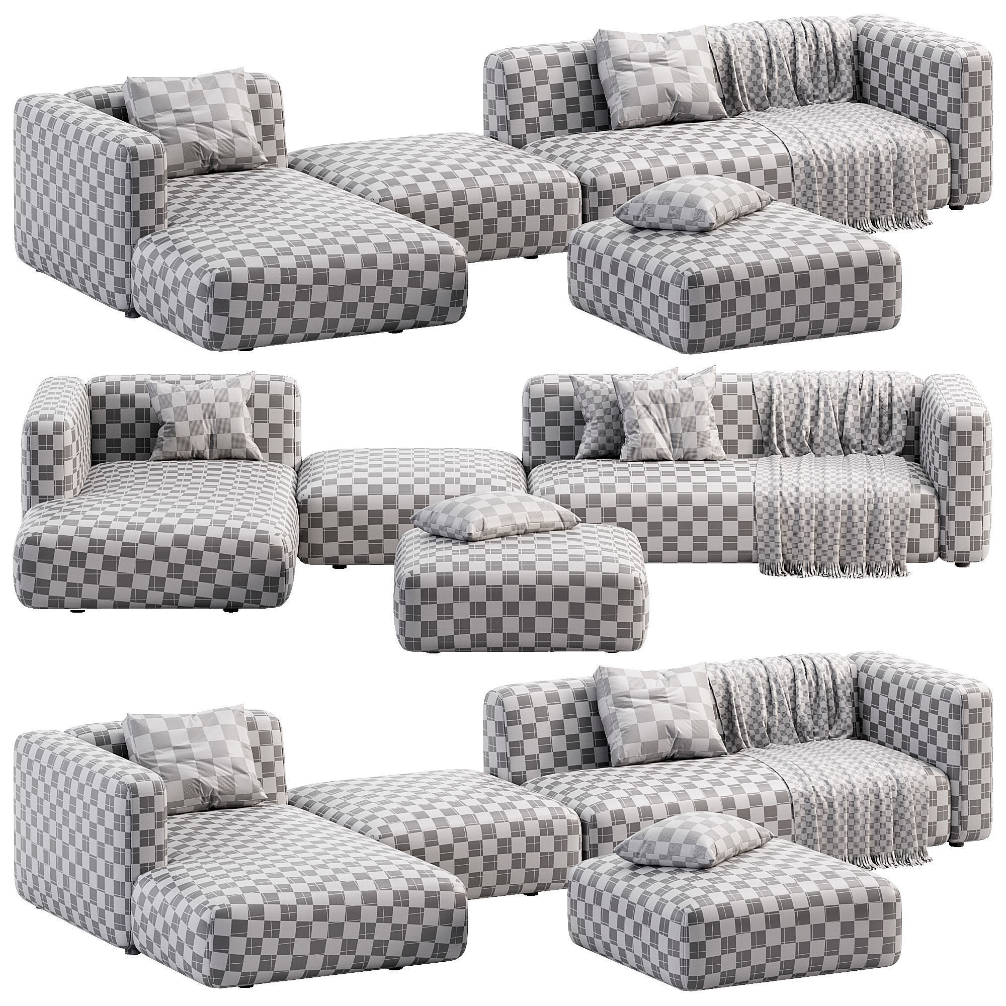 Match Sofa Low-poly 3D model_8