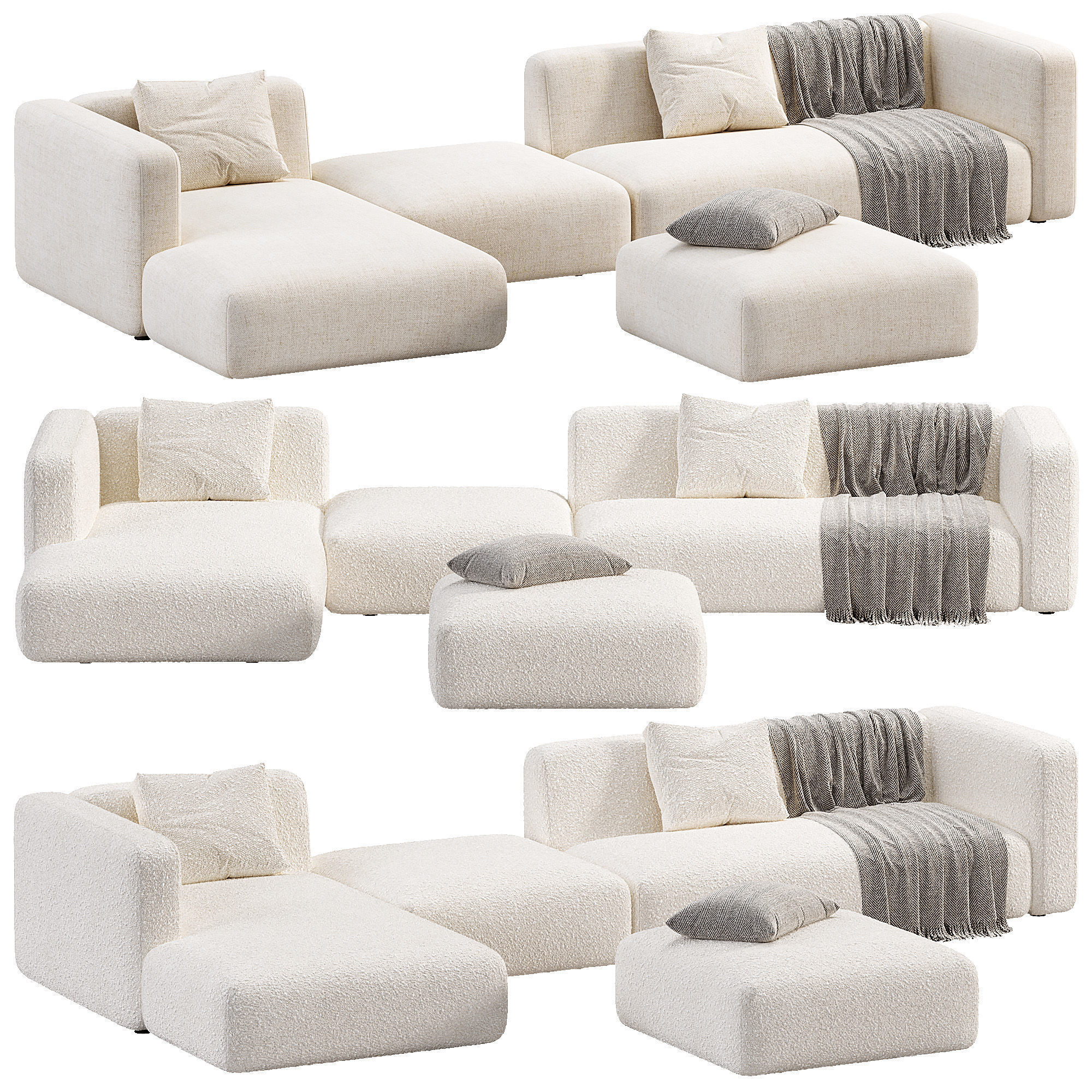 Match Sofa Low-poly 3D model_5