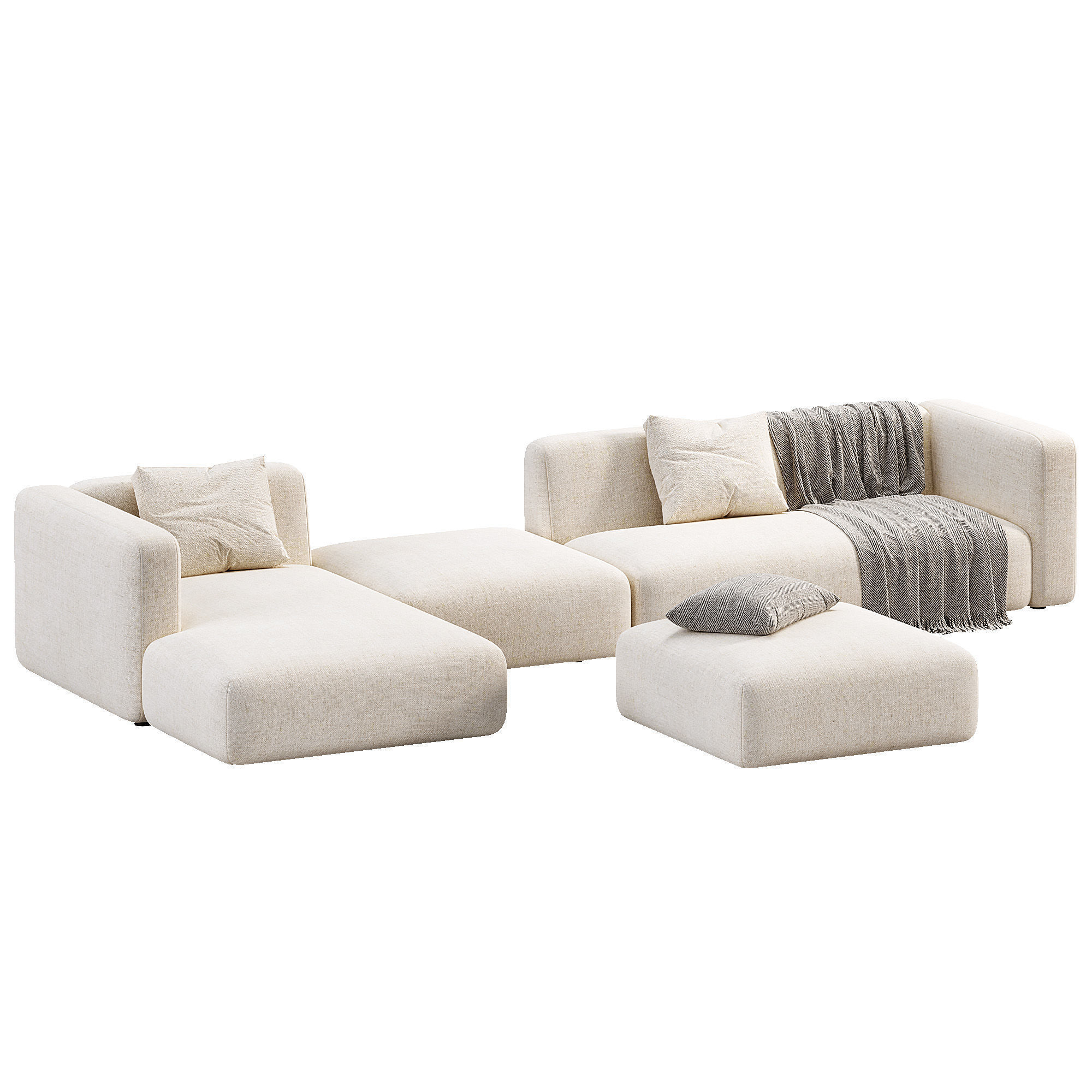 Match Sofa Low-poly 3D model_6