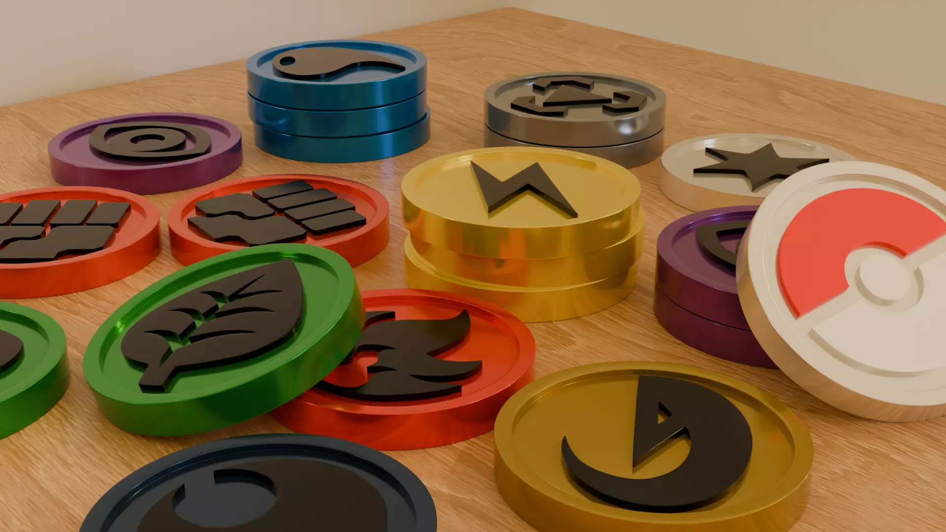 Pokemon element coin 3D print model_0