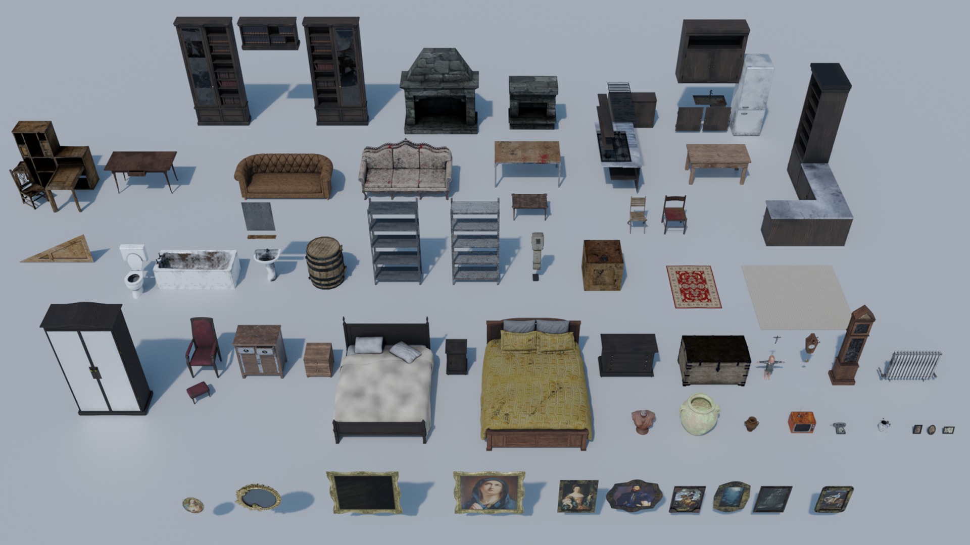 THE MANOR HAUNTED HOUSE PACK - RENEWED PACK Low-poly 3D model_2