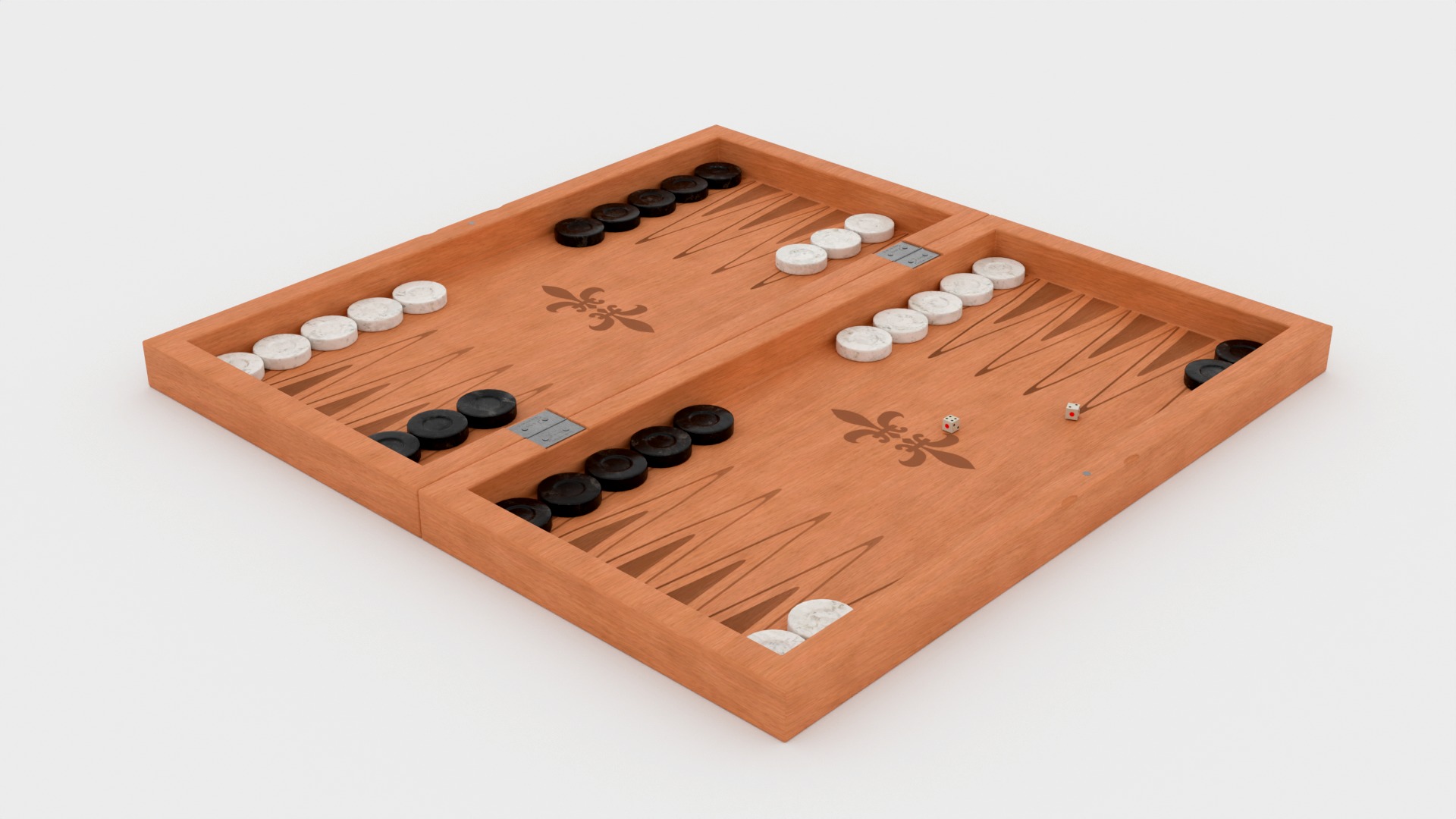 Backgammon Board Game PBR Low-poly 3D Model Low-poly 3D model_6