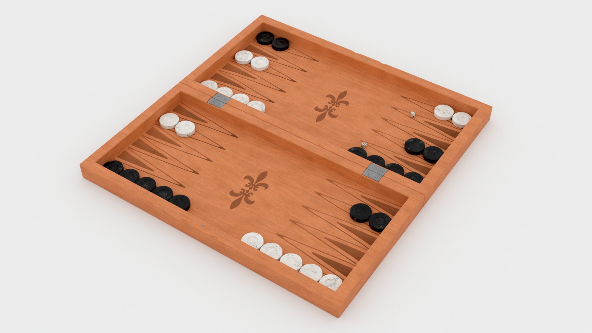 Backgammon Board Game PBR Low-poly 3D Model Low-poly 3D model_3