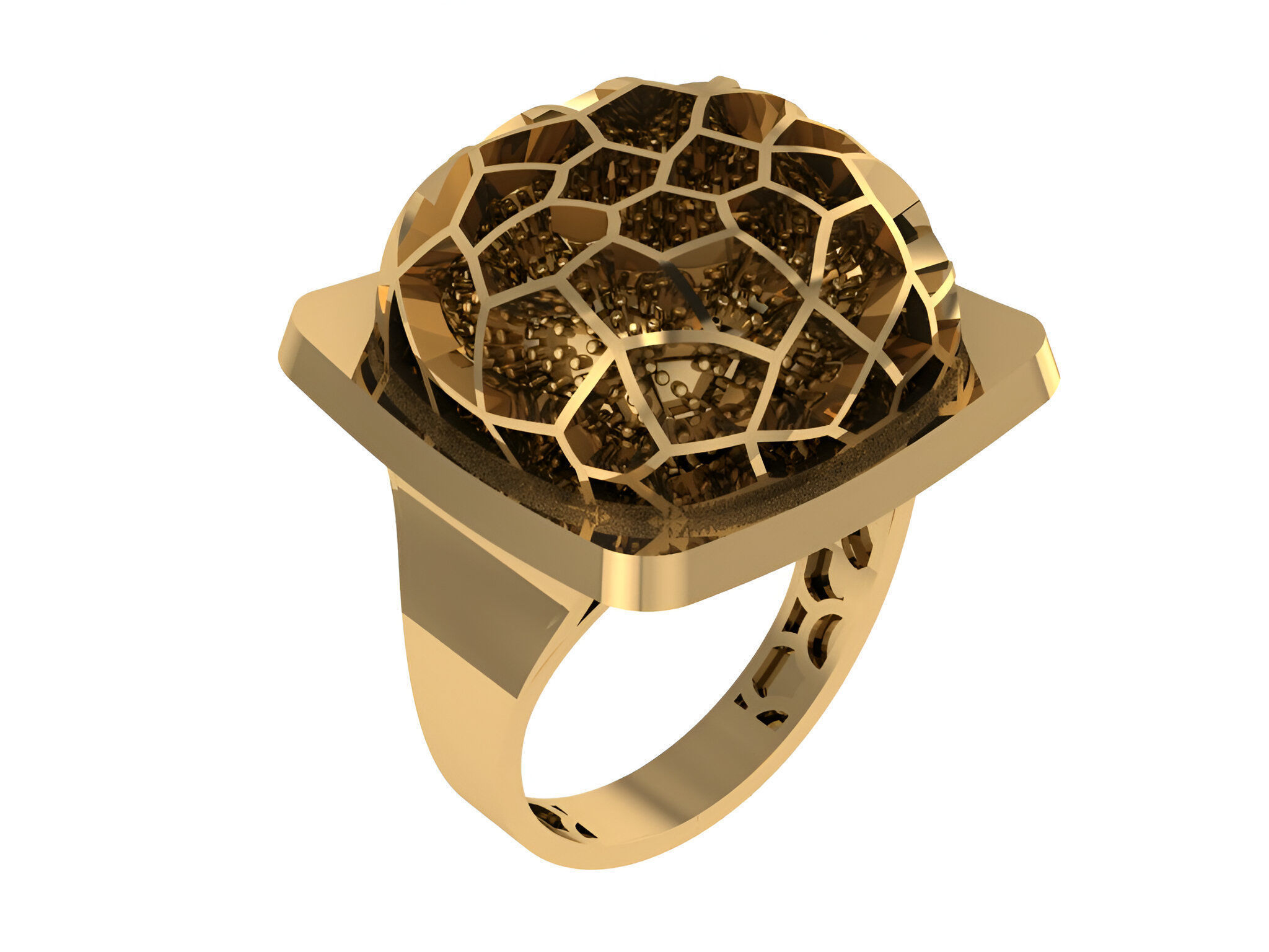 Interwoven Wire Mesh Plain gold ring 3D print model_1