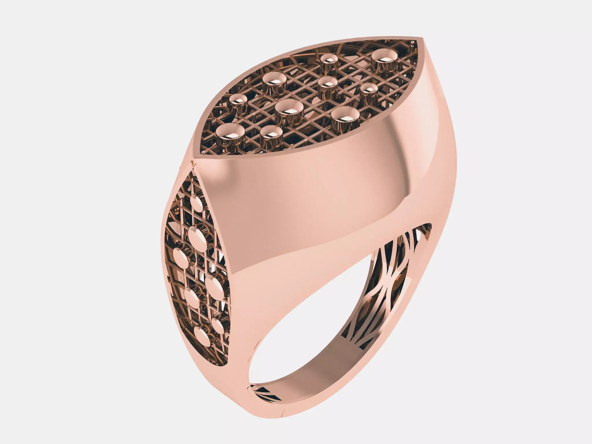 Dew Drop on Leaf Wire Mesh Plain gold ring 3D print model