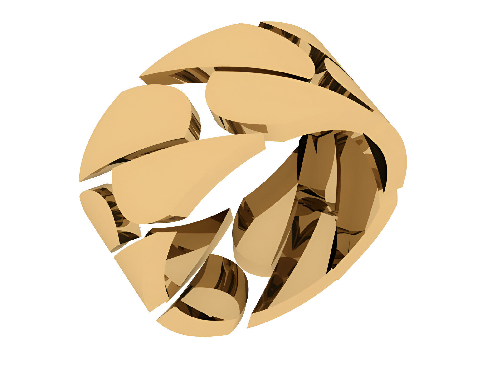 Monaco Cuban Plain gold ring 3D print model_1